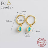 925 Silver Plate Green Enamel Bead Pendant Hoop Earring