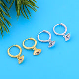 925 Silver Evil Eye CZ Bead Earring Hoop Women