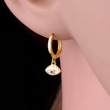 925 Silver Evil Eye CZ Bead Earring Hoop Women