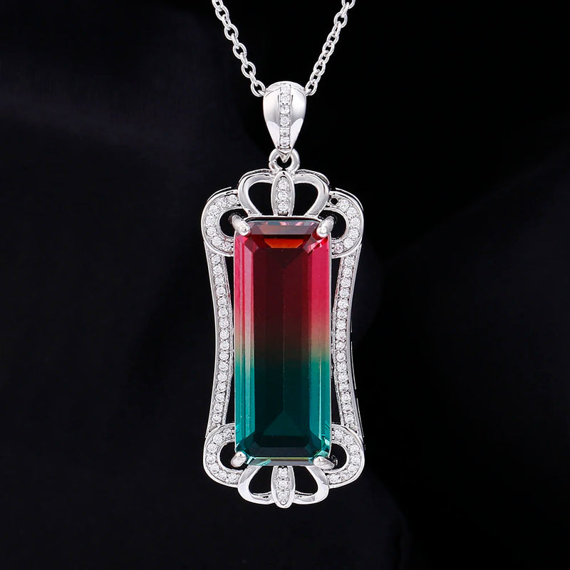 AAA Tourmaline Zircon Pendant Necklace Party