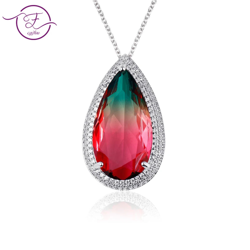 Tourmaline Zircon Pendant Necklace for Party
