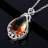 Labradorite & Multi-Color Zircon Pendant Necklace Gift