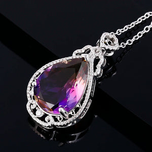 Labradorite & Multi-Color Zircon Pendant Necklace Gift