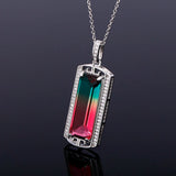 Tourmaline Zircon Pendant Necklace Large Rectangular 10 * 26MM Party Anniversary