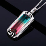 Tourmaline Zircon Pendant Necklace Large Rectangular 10 * 26MM Party Anniversary