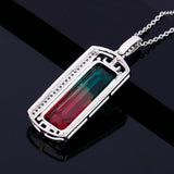 Tourmaline Zircon Pendant Necklace Large Rectangular 10 * 26MM Party Anniversary