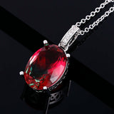 Large Elliptical Tourmaline Zircon Pendant Necklace