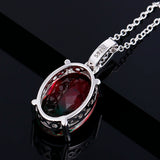 Large Elliptical Tourmaline Zircon Pendant Necklace