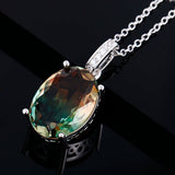 Large Elliptical Tourmaline Zircon Pendant Necklace