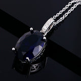 Large Elliptical Tourmaline Zircon Pendant Necklace