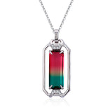 Inlaid Tourmaline Zircon Pendant Necklace - Party Gift