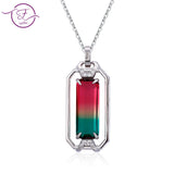 Inlaid Tourmaline Zircon Pendant Necklace - Party Gift
