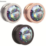 Leosoxs 2pc Stainless Steel Ear Plugs Tunnels Earrings 3-25mm Gauges Piercings