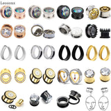 Leosoxs 2pc Stainless Steel Ear Plugs Tunnels Earrings 3-25mm Gauges Piercings