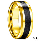 8mm Stainless Steel Carbon Fiber Wedding Ring for Men (Size 6-13)