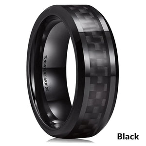 8mm Stainless Steel Carbon Fiber Wedding Ring for Men (Size 6-13)