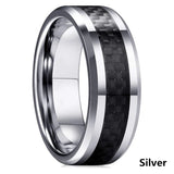 8mm Stainless Steel Carbon Fiber Wedding Ring for Men (Size 6-13)