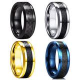8mm Stainless Steel Carbon Fiber Wedding Ring for Men (Size 6-13)
