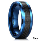 8mm Stainless Steel Carbon Fiber Wedding Ring for Men (Size 6-13)