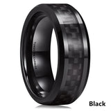 8mm Stainless Steel Carbon Fiber Wedding Ring for Men (Size 6-13)