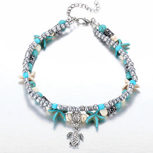 Double Layer Love Heart Starfish Anklet Foot Chain Ankle Bracelet