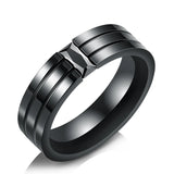 Men's Stainless Steel Zircon Wedding Engagement Ring