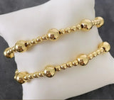 FE Letter Heart Pendant Bracelet, Gold Plated Beads Bracelet