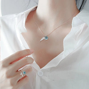 Mermaid Tail Pendant Necklace with Crystal Mermaid Tears for Women