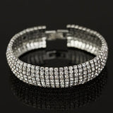 Crystal Wedding Bracelet Full Rhinestone Bride Love Charm