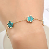 Five Leaves Flower Bracelets Double Sided Metal Wedding Party Jewelry