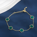 Five Leaves Flower Bracelets Double Sided Metal Wedding Party Jewelry