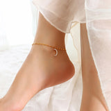 FEILIN Zircon Moon Pendant Titanium Steel Foot Chain for Women