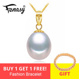18K Pearl Pendant Necklace for Parties, S925 Silver Chain