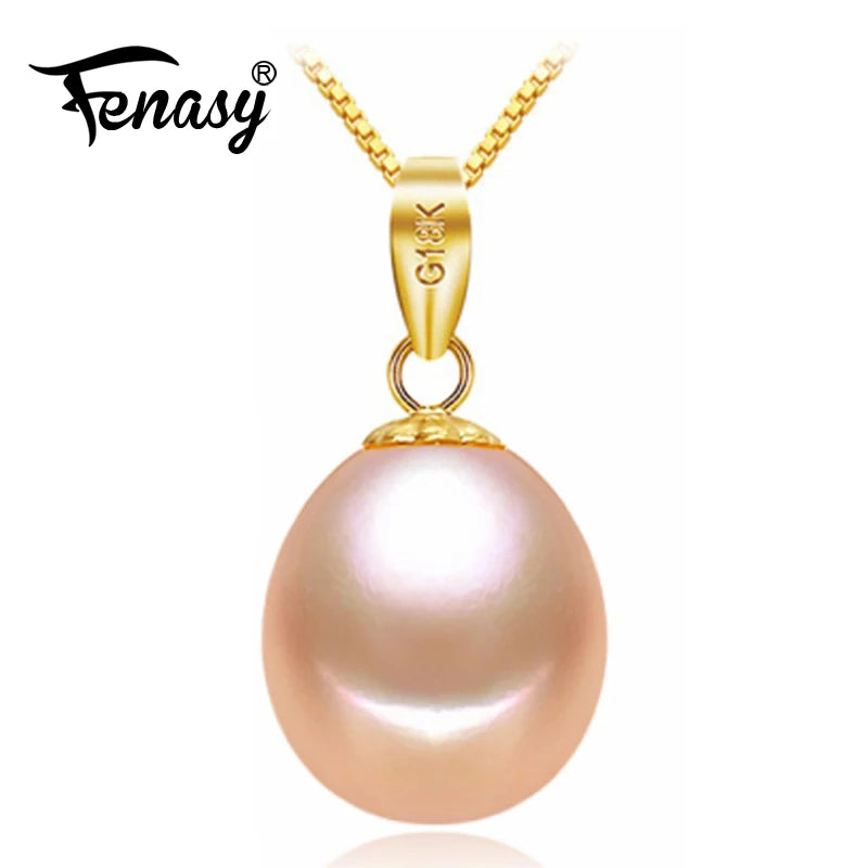 18K Pink Pearl Pendant Necklace for Party, S925 Silver Chain