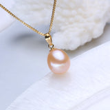 18K Pink Pearl Pendant Necklace for Party, S925 Silver Chain
