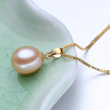 18K Pink Pearl Pendant Necklace for Party, S925 Silver Chain