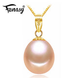 18K Pink Pearl Pendant Necklace for Party, S925 Silver Chain