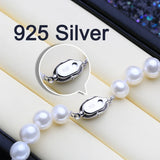 925 Silver 7-8mm Natural Pearl Necklace Wedding Jewelry