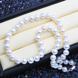 925 Silver 7-8mm Natural Pearl Necklace Wedding Jewelry