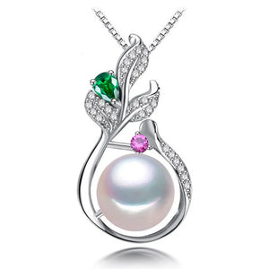 925 Silver Boho Pendant w/ Pearl Necklace for Women