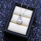 925 Silver Boho Pendant w/ Pearl Necklace for Women