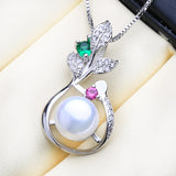 925 Silver Boho Pendant w/ Pearl Necklace for Women