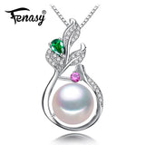 925 Silver Boho Pendant w/ Pearl Necklace for Women