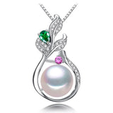 925 Silver Boho Pendant w/ Pearl Necklace for Women