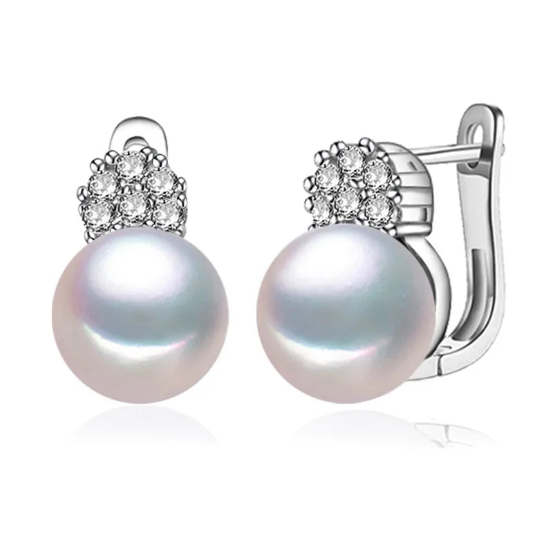 925 Sterling Silver Freshwater Pearl Earrings for Women Evening Party Wedding