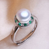 925 Silver Emerald Jewelry Set Natural Pearl Earrings Necklace Women