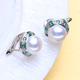 925 Silver Emerald Jewelry Set Natural Pearl Earrings Necklace Women
