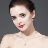 925 Silver Jewelry Set, Pearl Drop Earrings, Necklace Pendant Chain