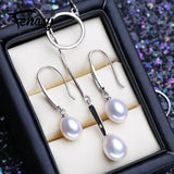 925 Silver Jewelry Sets Natural Pearl Earrings Pendant Necklace