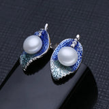 925 Silver Jewelry Set: Pearl Stud Earrings & Leaf Necklaces